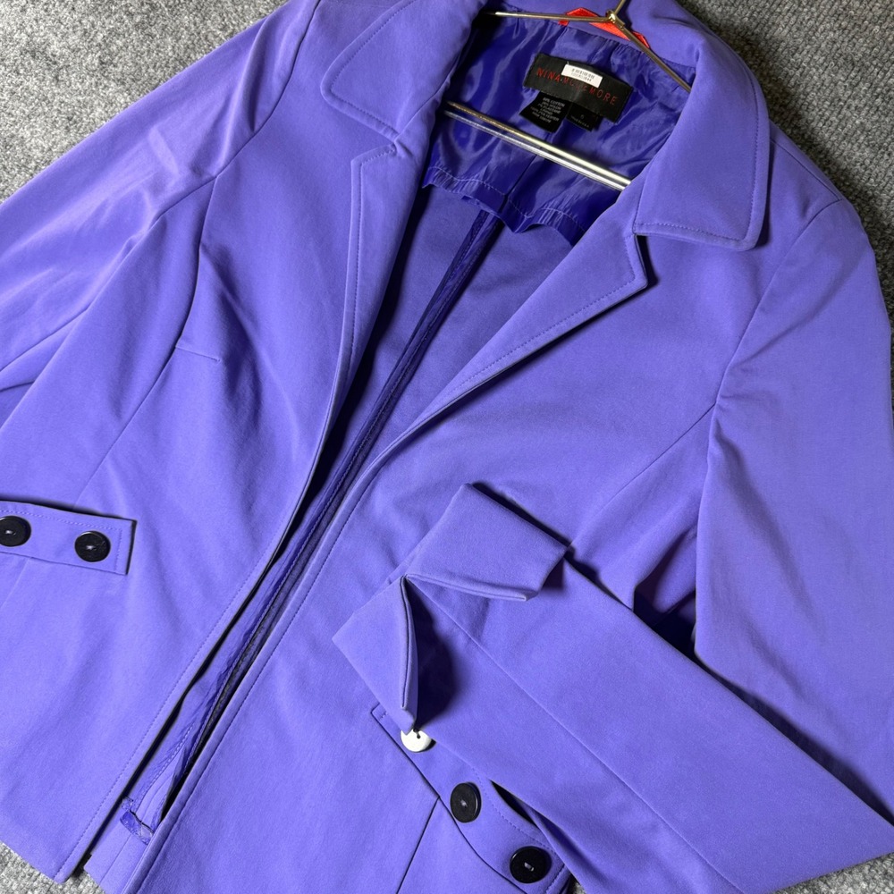 Nina McLemore Purple‎ Stretch Cotton Blazer Sz 0 USA Made Business Casual